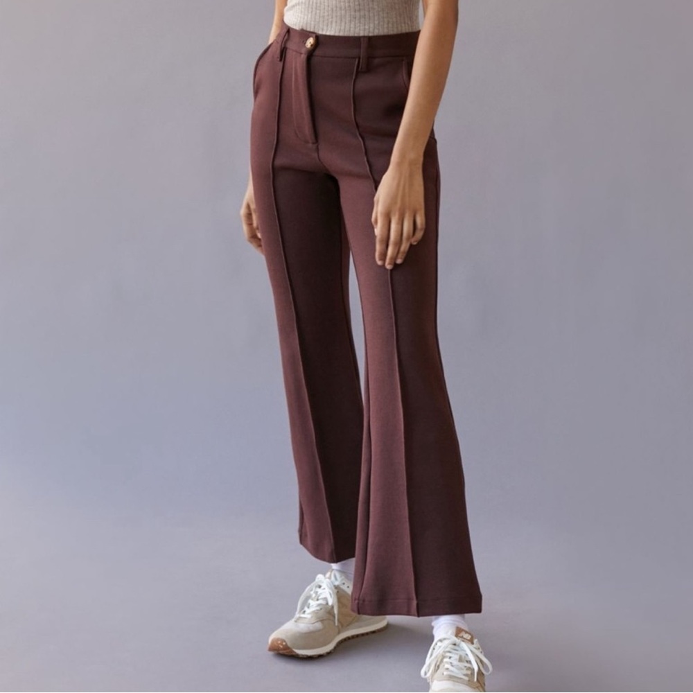 Urban Outfitters Women's Isabella Ponte High Waisted Flare Pants Brown Size L